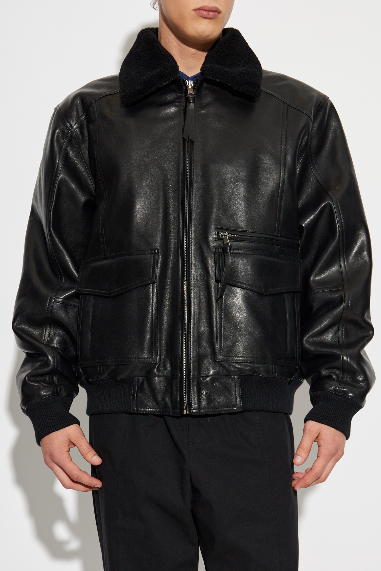 934 希少デザイン BALMAIN レザージャケット 黒 ファー 9号 M バルマン テーラードジャケット 本革 レザー アウター 黒 レディース 9